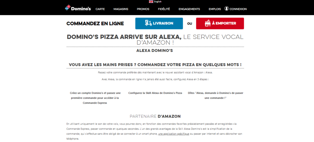 dominos pizza commande vocale