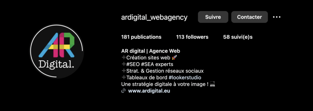 Profil Instagram AR Digital