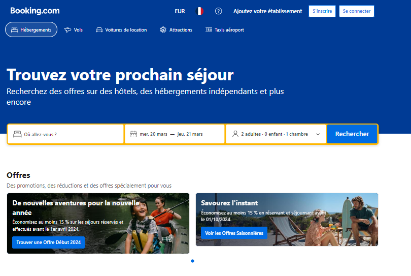 landing page booking