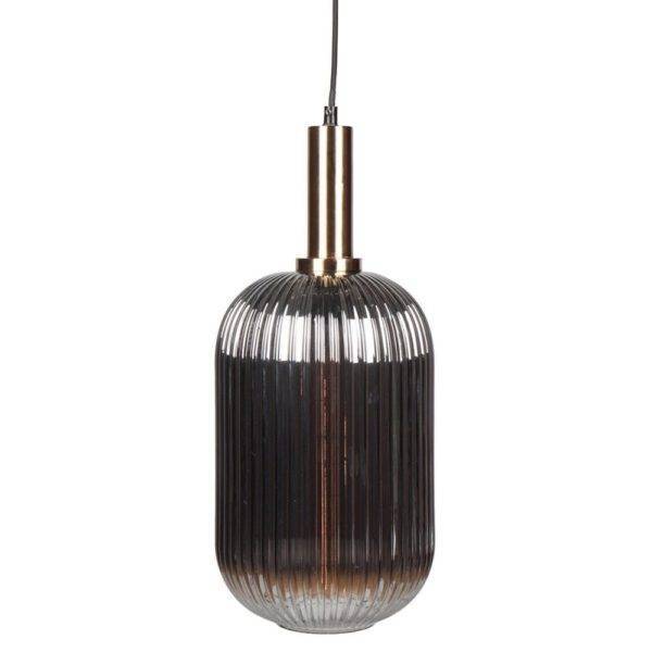 Suspension SMOKY Allongée en Verre Fumé et Métal Doré Suspension SMOKY Allongée en Verre Fumé et Métal Doré