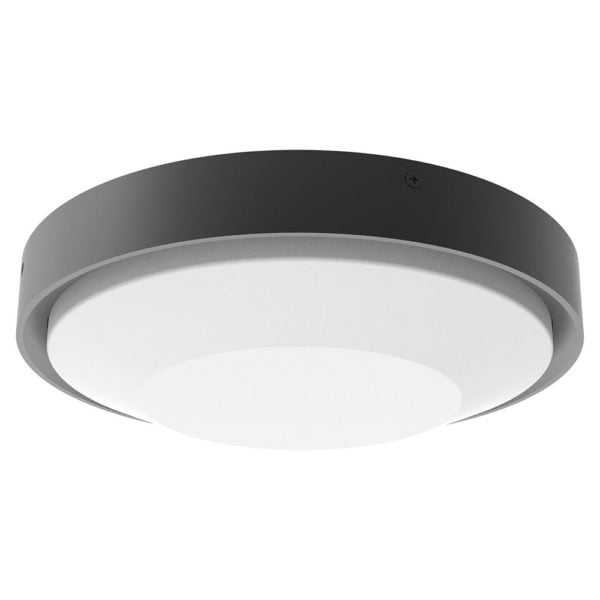 Plafonnier extérieur LED VOLTONE (D25cm) en aluminium gris Plafonnier extérieur LED VOLTONE (D25cm) en aluminium gris