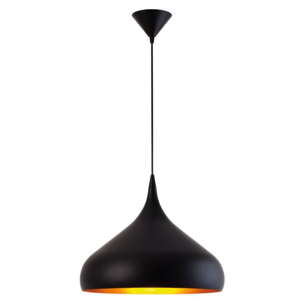 Suspension cloche NORMA noire intérieur doré en métal Suspension cloche NORMA noire intérieur doré en métal