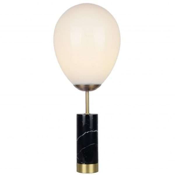 Lampe à poser LEXY (H76cm) en marbre noir, métal laiton et verre opale blanc Lampe à poser LEXY (H76cm) en marbre noir, métal laiton et verre opale blanc