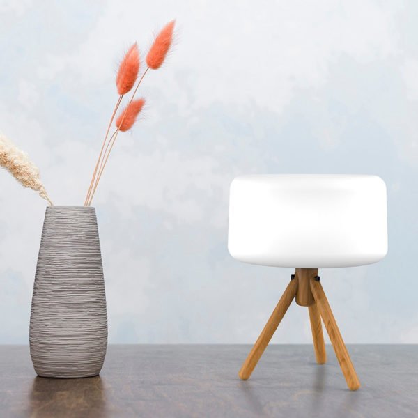 Lampe Moderne Extérieur LED Chloe en Bois et PVC Blanc Lampe Moderne Extérieur LED Chloe en Bois et PVC Blanc