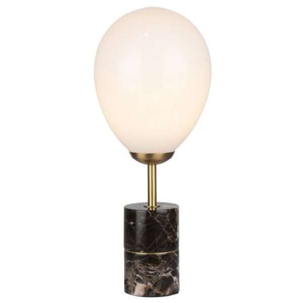 Lampe à poser LEXY (H52cm) en marbre marron, métal laiton et verre opale blanc Lampe à poser LEXY (H52cm) en marbre marron, métal laiton et verre opale blanc