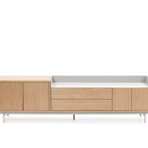 Meuble TV Teulat Valley 3P/2T chêne plateau/pieds gris