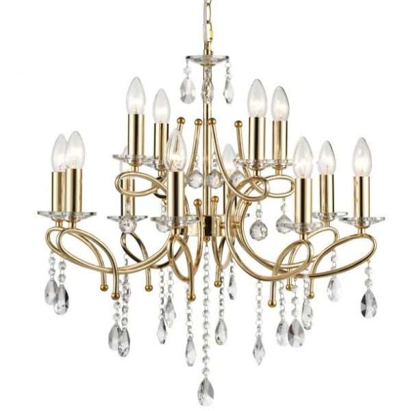 Lustre BARY (D65cm) en métal doré et pampilles en cristal