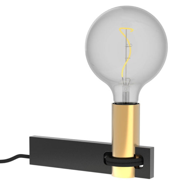 Pied de Lampe NERVE en Aluminium Noir et Métal Laiton Pied de Lampe NERVE en Aluminium Noir et Métal Laiton