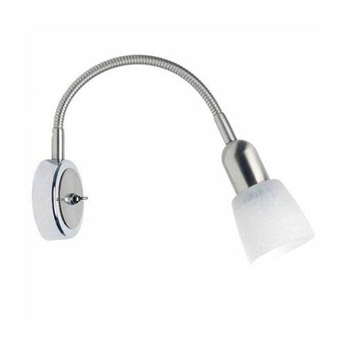 Applique murale BELLA en métal argenté et verre opale blanc Applique murale BELLA en métal argenté et verre opale blanc