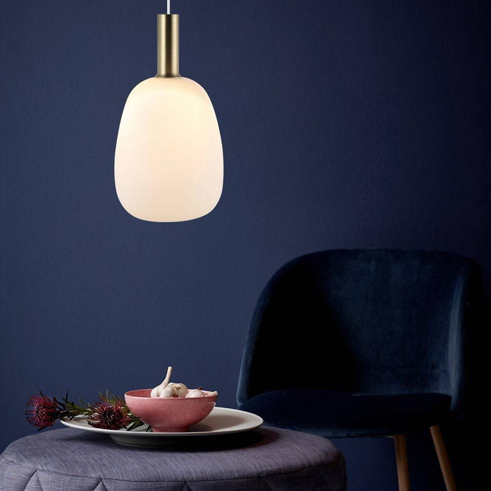 Suspension ALTON (D23) en Métal Effet Laiton et Verre Blanc