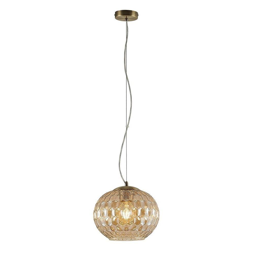 Suspension MOOVE en Verre Ambré et Métal Laiton Antique