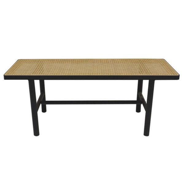 Banc REED en Métal Noir et Cannage Naturel