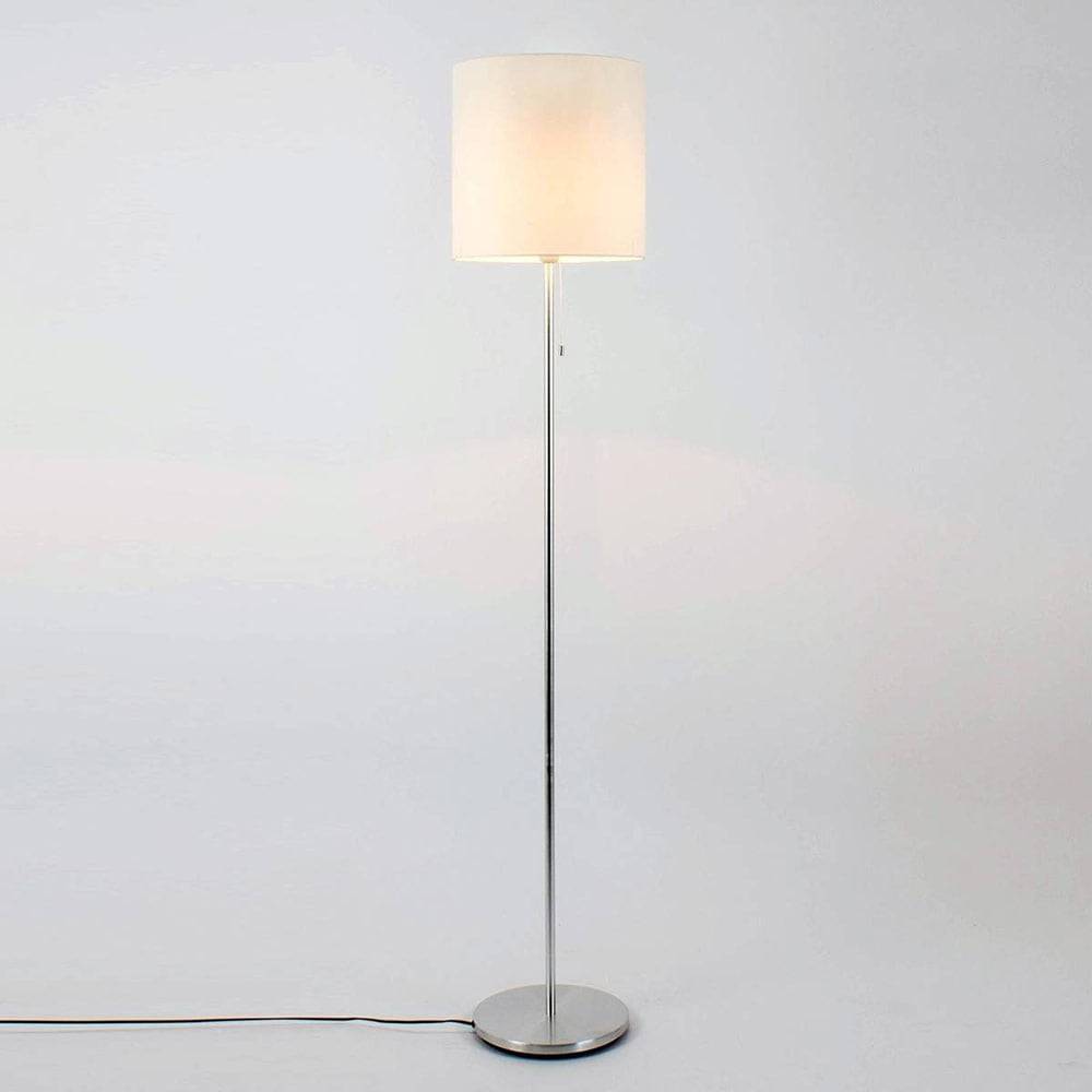 Lampadaire SENDO Argenté et Blanc en Métal et Tissu