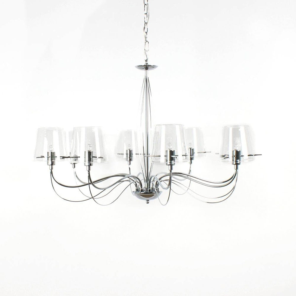 Lustre Moderne CORNWALL Argentée en Métal et Verre – Image 2