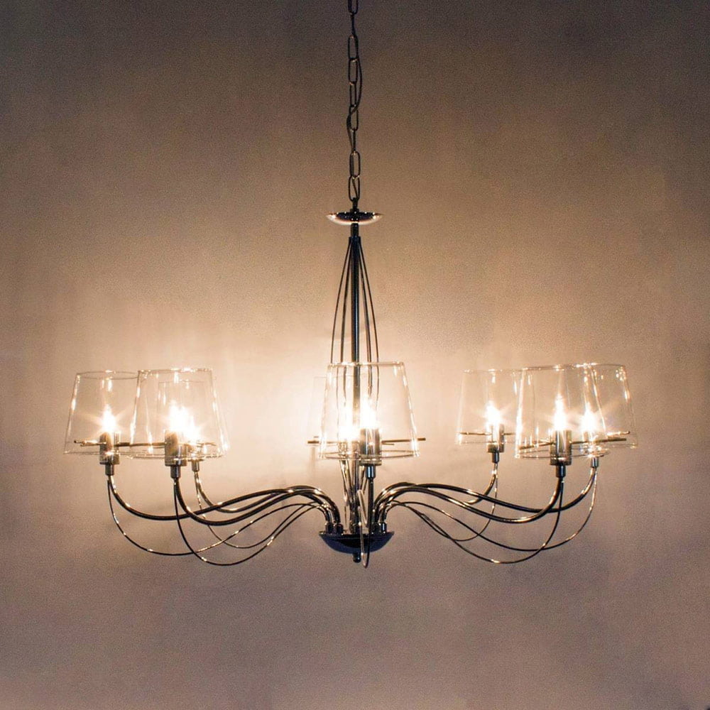 Lustre Moderne CORNWALL Argentée en Métal et Verre – Image 3