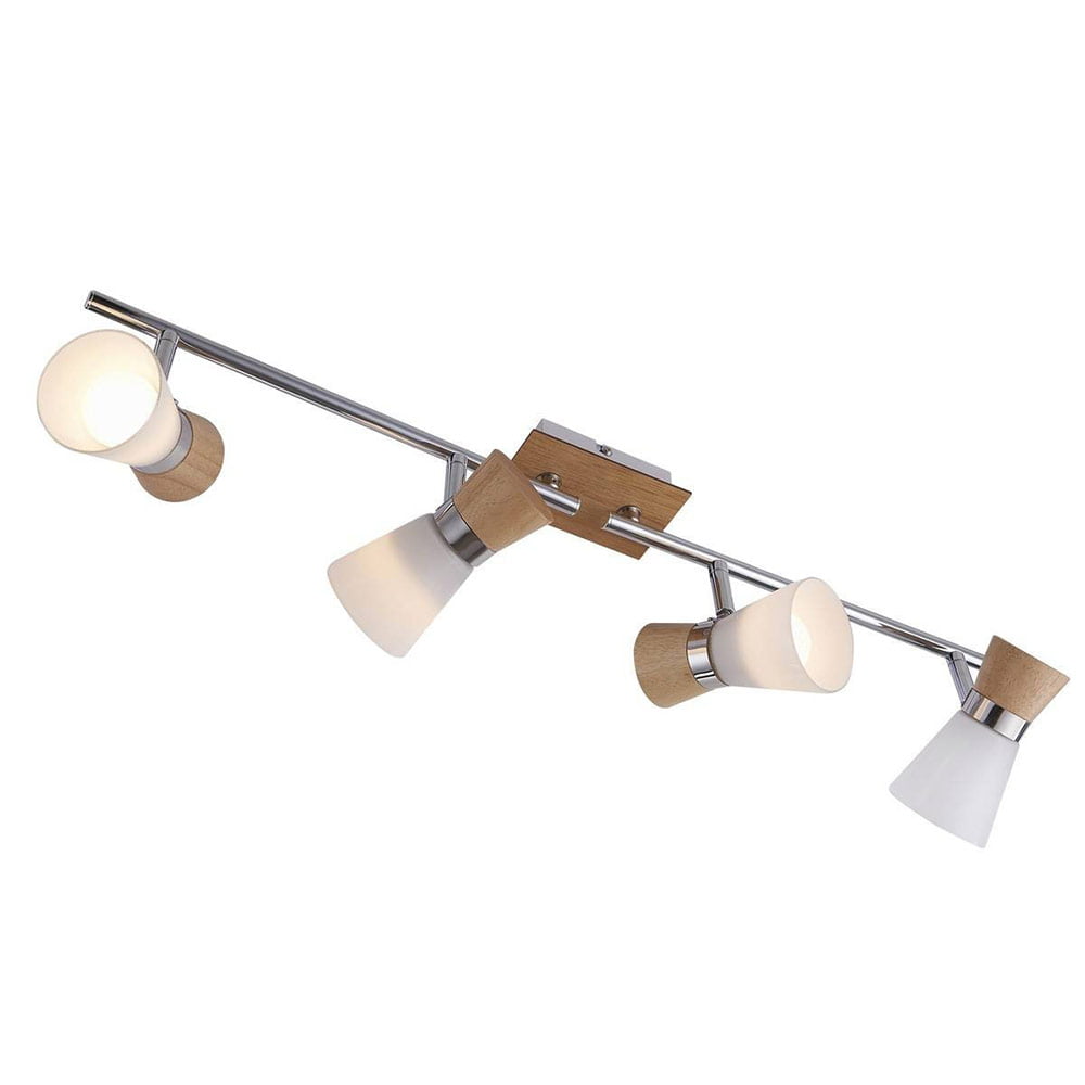 Réglette 4 Spots Orientables WOODY Argenté/Bois en Métal/Bois/Verre – Image 4
