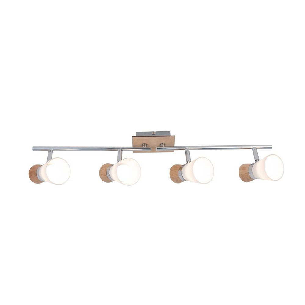 Réglette 4 Spots Orientables WOODY Argenté/Bois en Métal/Bois/Verre – Image 2