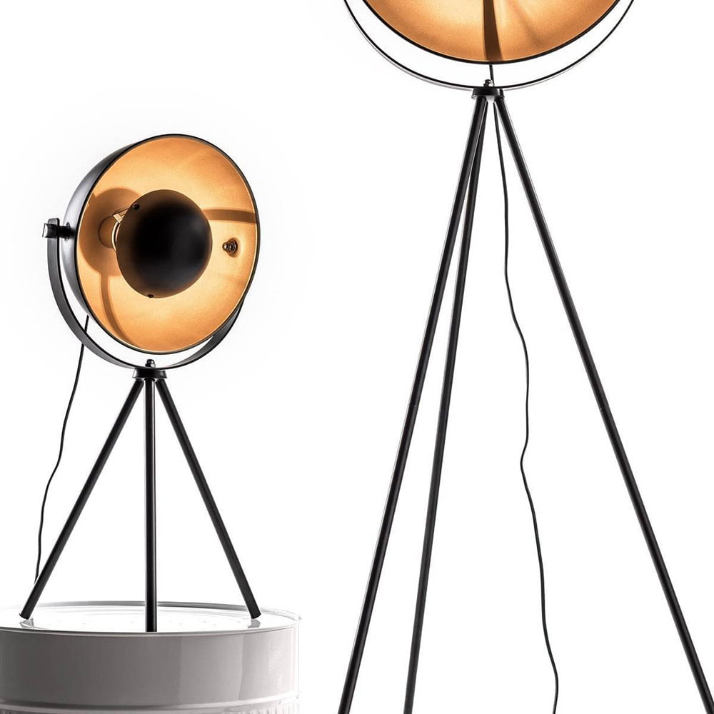 Lampe Projecteur Trépied FLINT Noir Mate Intérieur Doré en Métal – Image 3