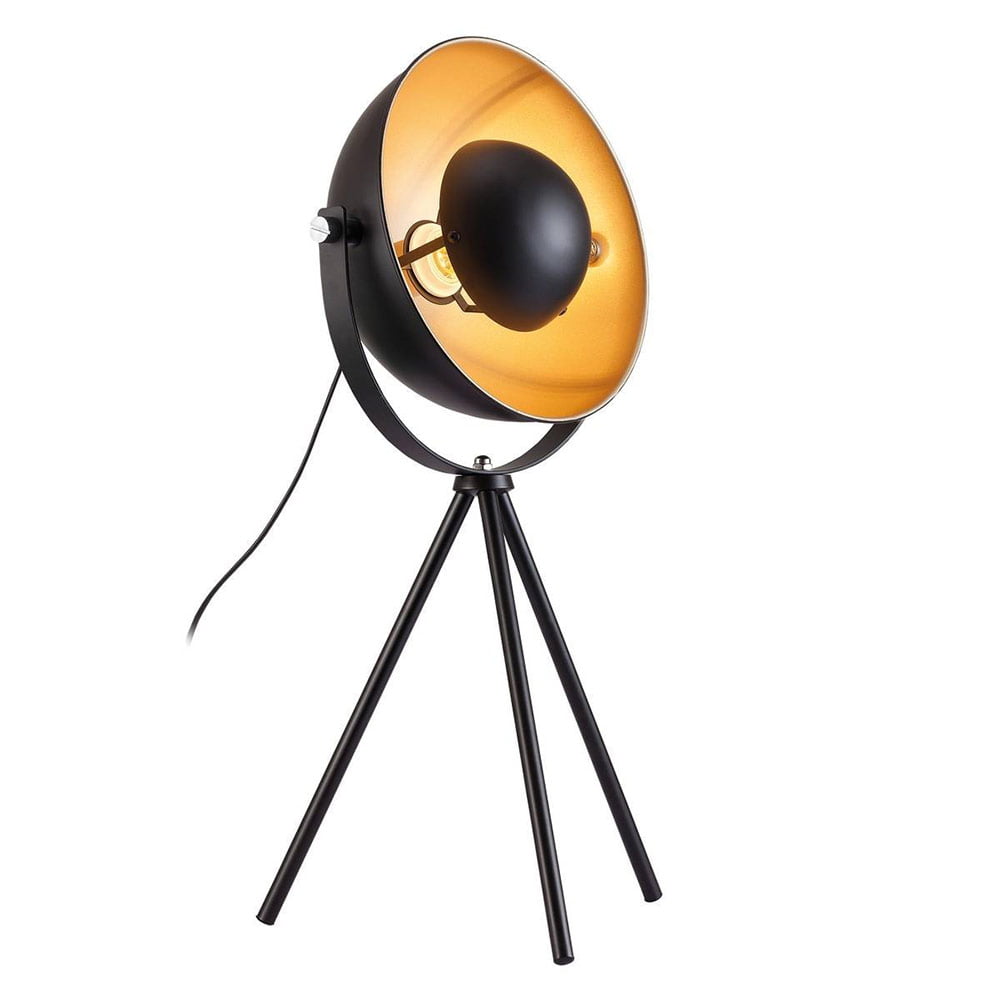 Lampe Projecteur Trépied FLINT Noir Mate Intérieur Doré en Métal – Image 2