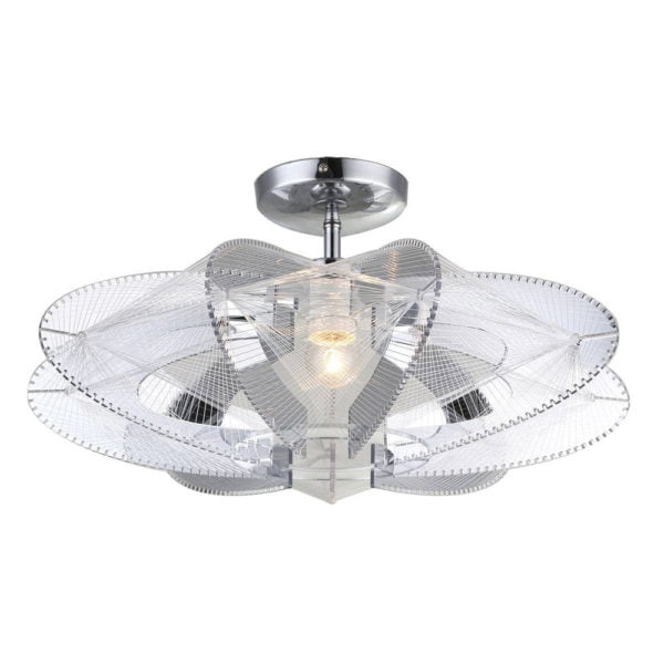 Plafonnier Design Filaire SEPIA Argentée en Acrylique et Fils de Nylon