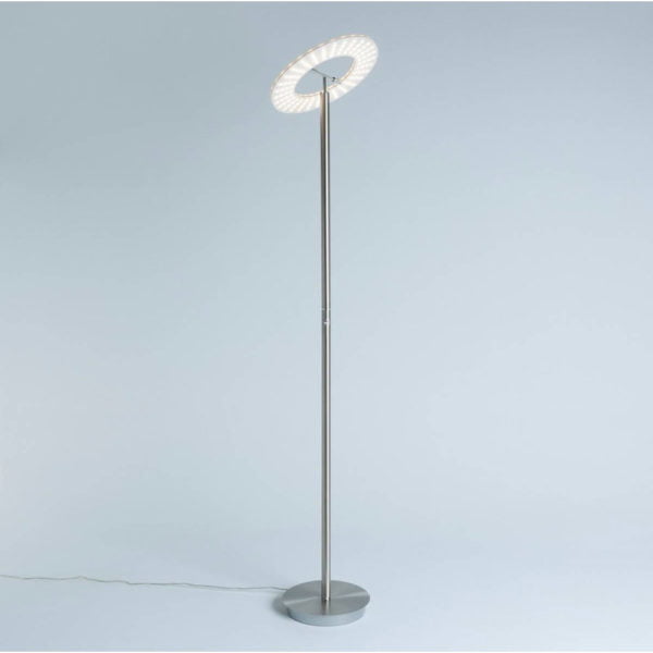 Lampadaire Design LED Dimmable Ring en Nickel Satiné Lampadaire Design LED Dimmable Ring en Nickel Satiné