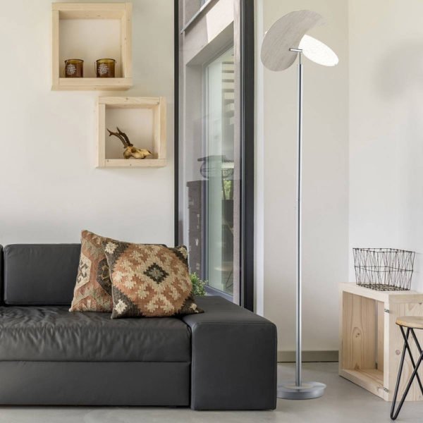 Lampadaire Design LED Dimmable LINO Argenté en Métal Lampadaire Design LED Dimmable LINO Argenté en Métal