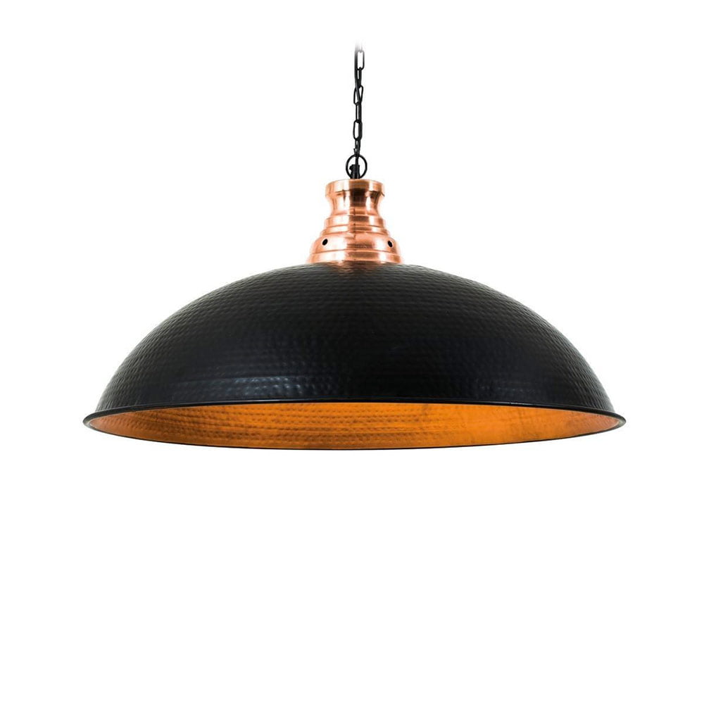 Suspension Industrielle VASSILI Noir Intérieur Cuivré en Métal