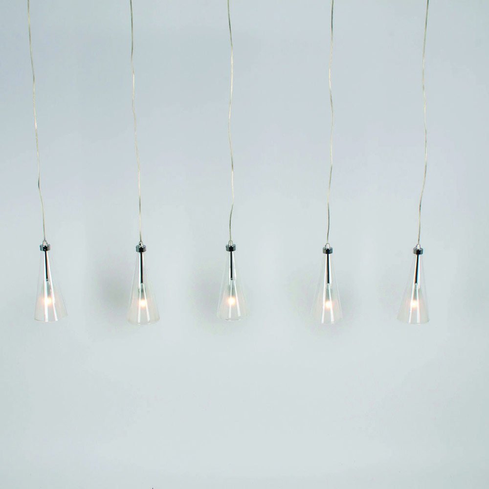 Suspension Barre 5 Lumières PRISS Argentée en Métal et Verre – Image 5