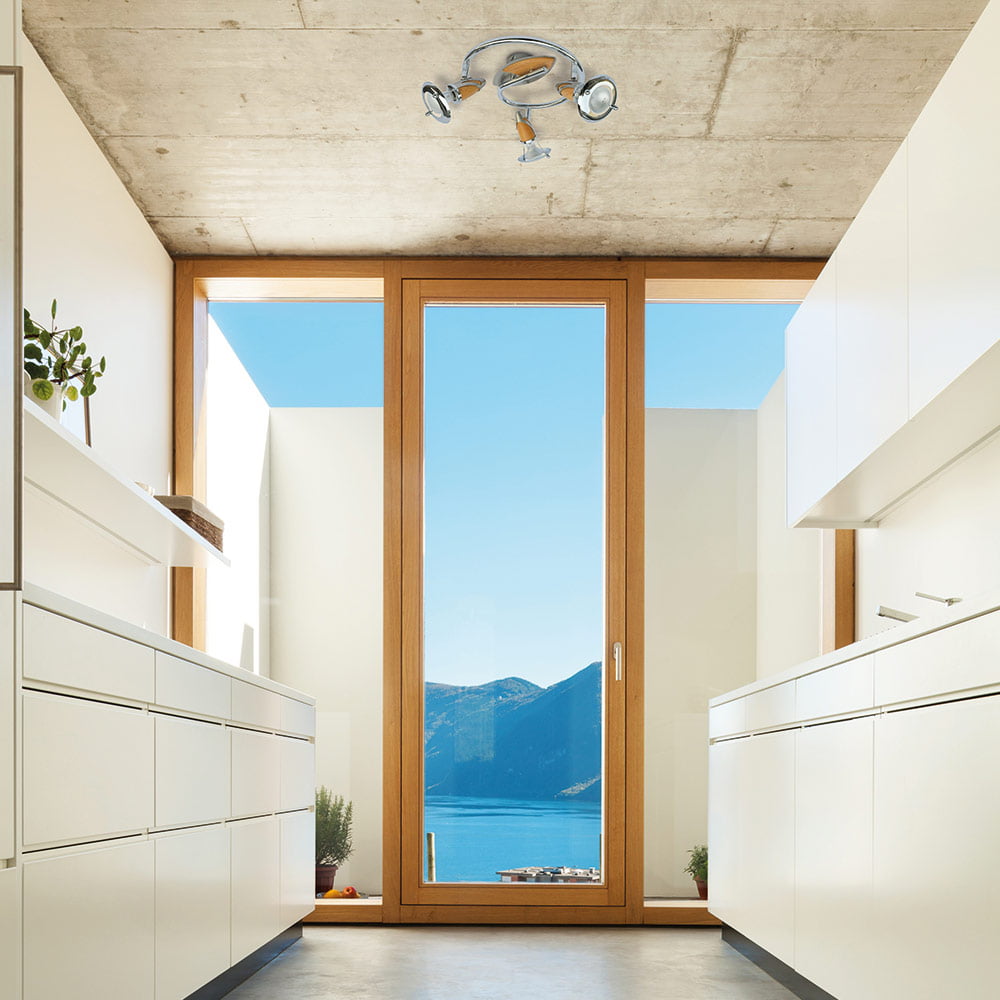 Spot 3 Lampes Nickel+Bois – Image 2