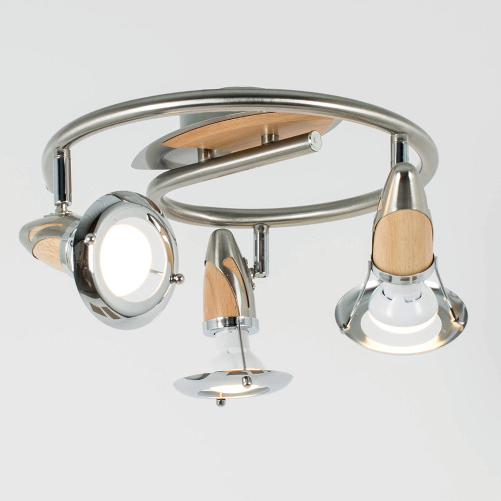 Spot 3 Lampes Nickel+Bois – Image 4