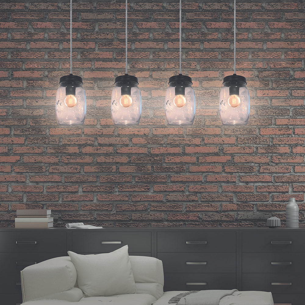 Suspension Mason Jar X4 Câble Textile M2