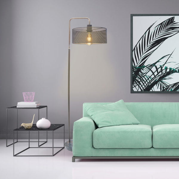 Lampadaire Moderne Perforé Gris Socle Marbre M2 Lampadaire Moderne Perforé Gris Socle Marbre M2