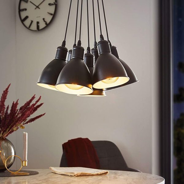 Suspension industrielle multiple PRIDDY noire en métal
