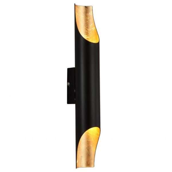 Applique murale barre NICCI en métal noir intérieur doré Applique murale barre NICCI en métal noir intérieur doré
