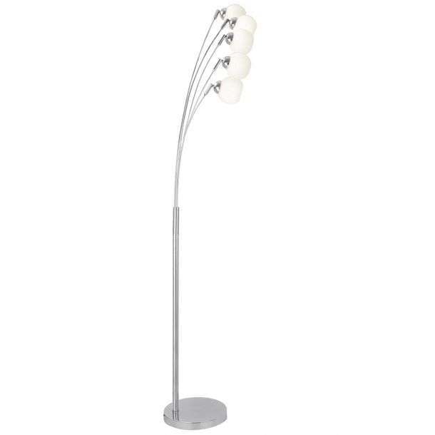 Lampadaire orientable OSLO argenté et blanc et métal et verre