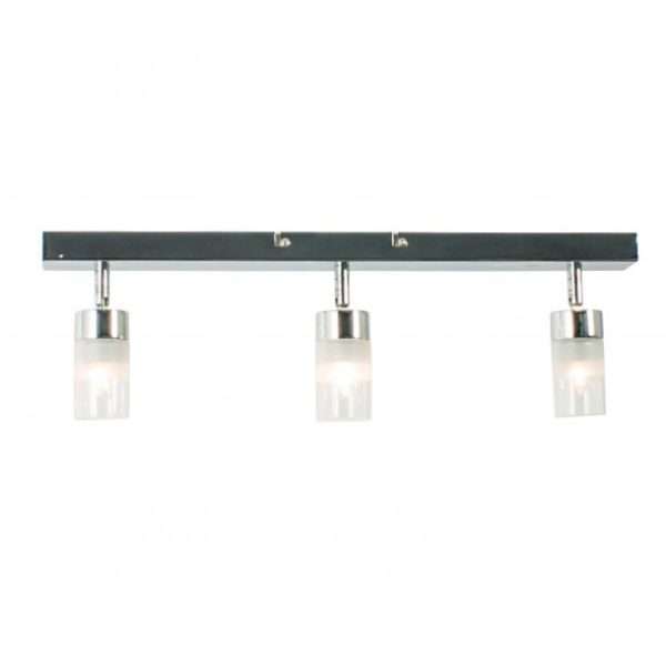 Réglette de 3 spots salle de bain INDIGO en métal chrome Réglette de 3 spots salle de bain INDIGO en métal chrome