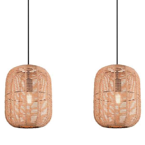 Suspension barre RUNA en métal noir et rotin naturel – Image 4