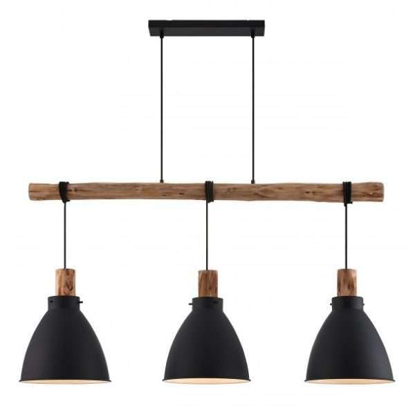 Suspension barre TANKA en métal noir et bois naturel Suspension barre TANKA en métal noir et bois naturel