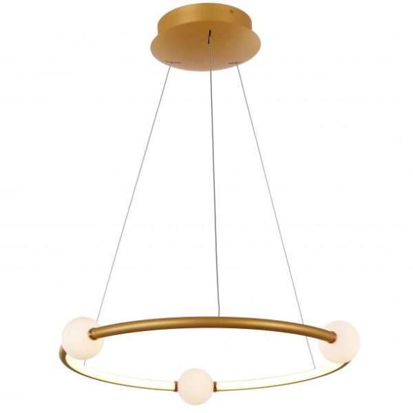 Suspension LED ARTY en aluminium rose gold et verre opale blanc Suspension LED ARTY en aluminium rose gold et verre opale blanc