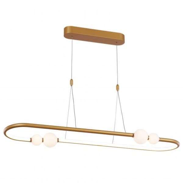 Suspension LED ARTY en aluminium rose gold et verre opale blanc