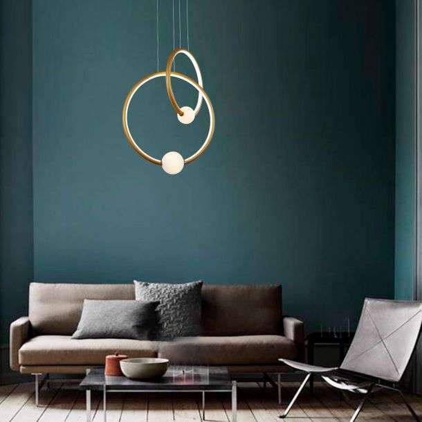 Suspension LED ARTY en aluminium rose gold et verre opale blanc – Image 4