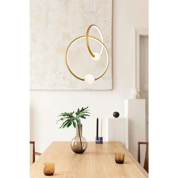 Suspension LED ARTY en aluminium rose gold et verre opale blanc – Image 5