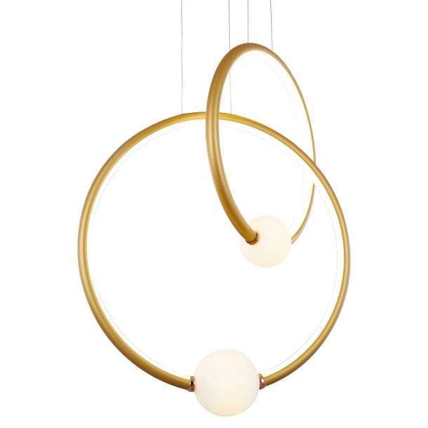 Suspension LED ARTY en aluminium rose gold et verre opale blanc – Image 6