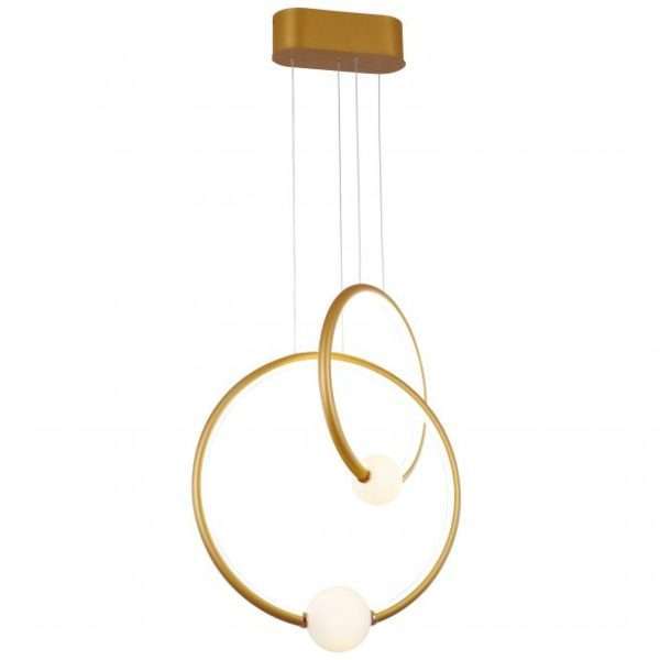 Suspension LED ARTY en aluminium rose gold et verre opale blanc Suspension LED ARTY en aluminium rose gold et verre opale blanc