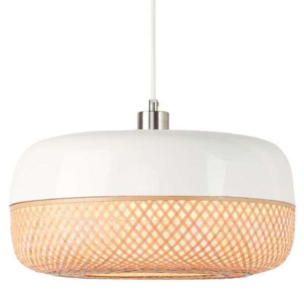 Suspension MEKONG en bambou blanc et naturel