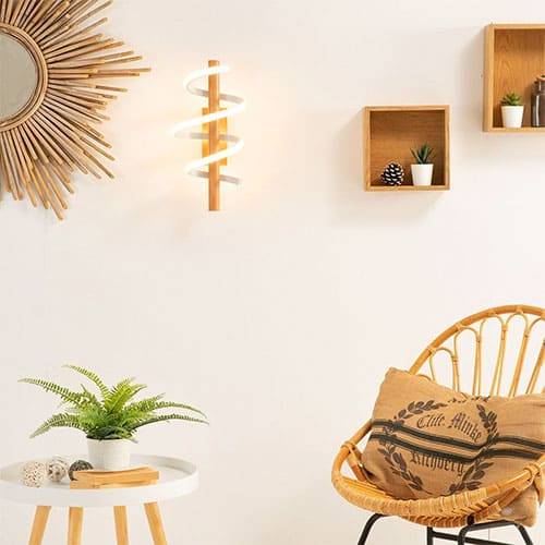 Applique murale LED VORTEX en métal couleur bois
