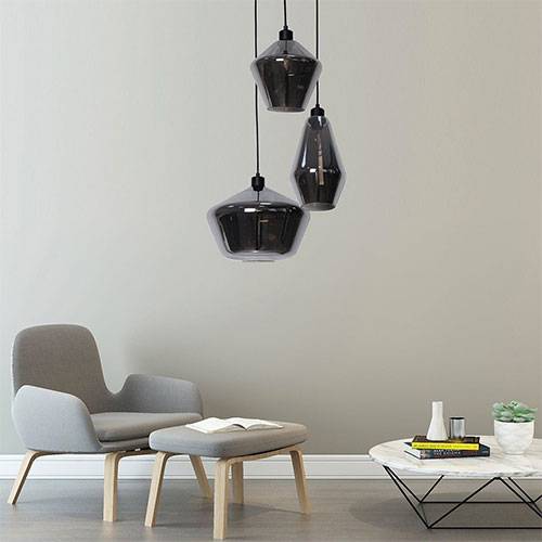 Suspension cascade STEAM en verre fumé noir