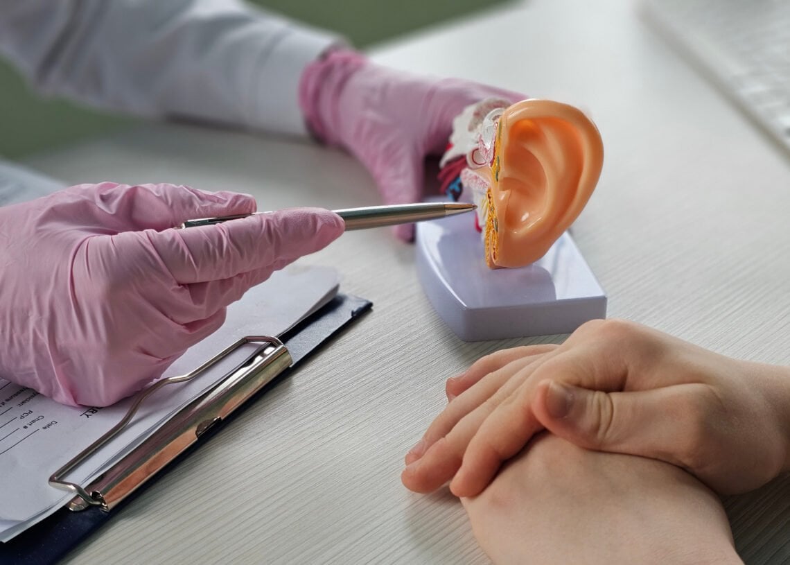 Audiologist consultation for diagnosis and of auditory disorders at hearing