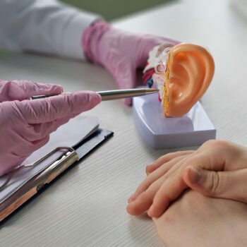 Audiologist consultation for diagnosis and of auditory disorders at hearing