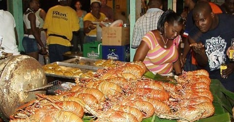 Lobster Display at Anse La Ray Seafood Friday